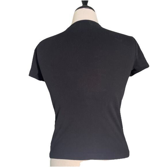 Lauren Ralph Lauren Women’s Tee Shirt Black Casual Gold Eyelet Tie Shoulder-SM - Picture 4 of 4